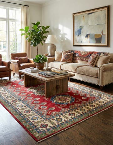 6' 7 x 9' Hand Knotted Kazak Rug