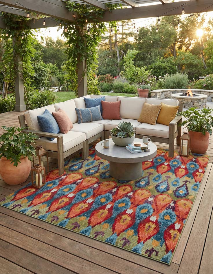 Detail image of 7' x 10' Easy-Clean Modern Indoor / Outdoor Rug