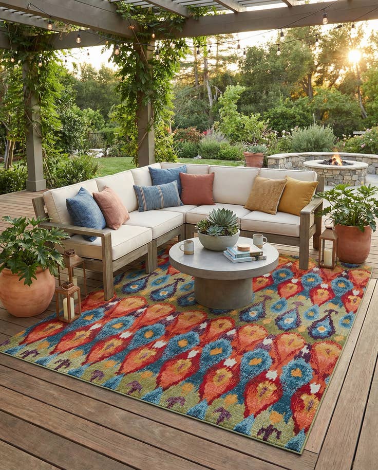 Detail image of 7' x 10' Easy-Clean Modern Indoor / Outdoor Rug