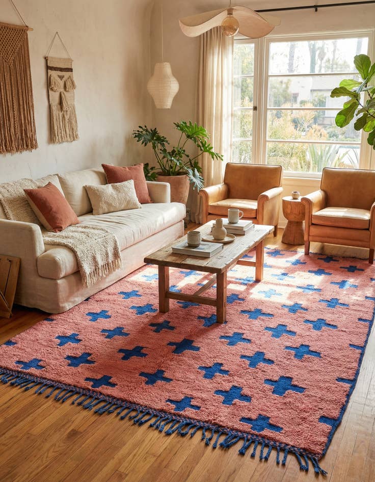 Detail image of 6' 7 x 9'  Hand Knotted Moroccan Wool Rug