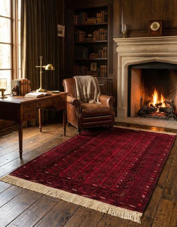 3' 6 x 6' 7 Hand Knotted Afghan Ersari Wool Rug