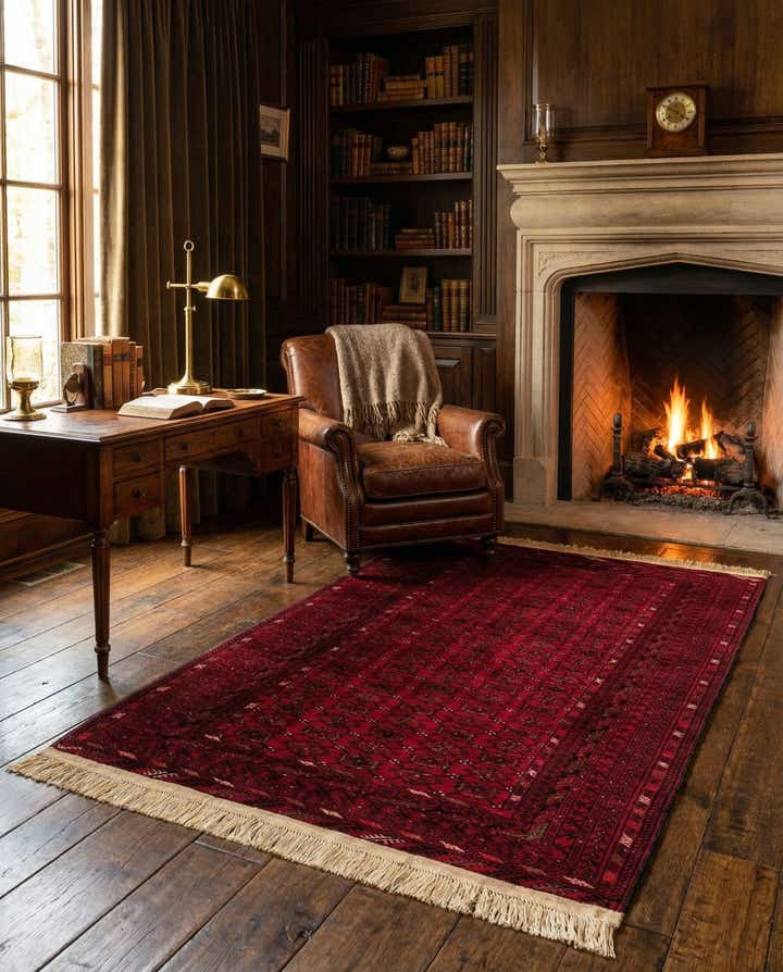 3' 6 x 6' 7 Hand Knotted Afghan Ersari Wool Rug