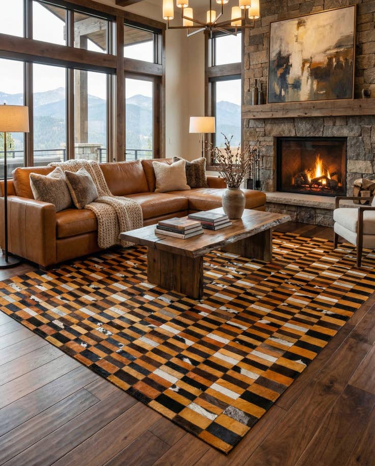 Detail image of 8' x 9' 10 Cowhide - Patchwork Rug