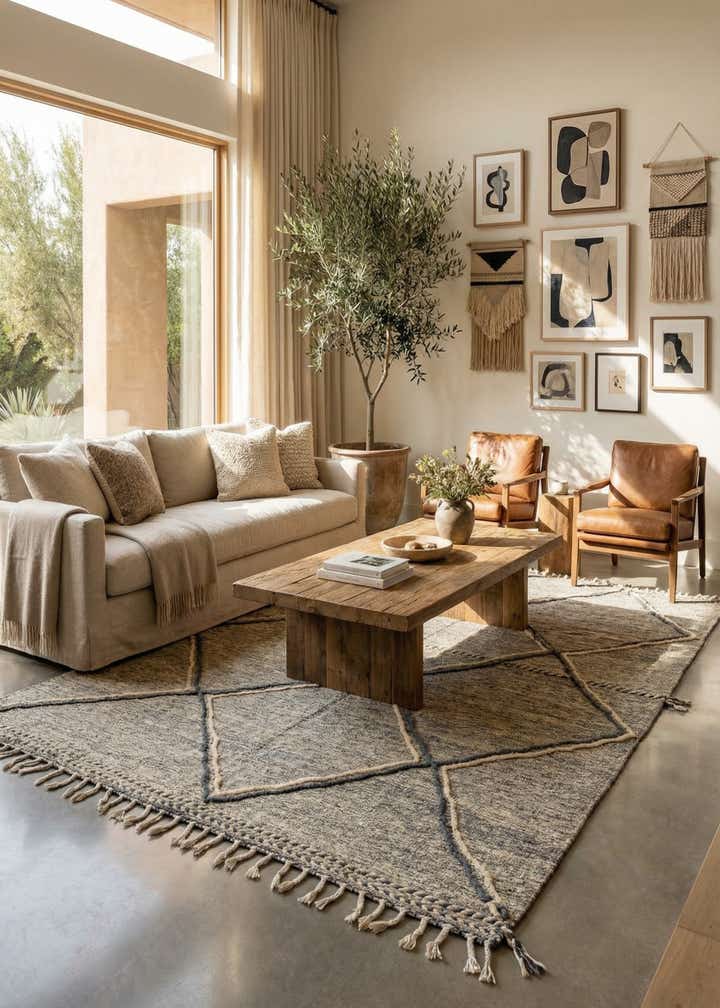 6' 7 x 10' 2 Hand Knotted Moroccan Wool Rug