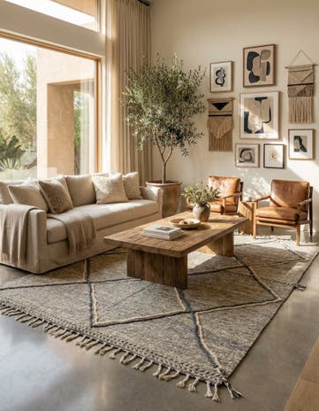 6' 7 x 10' 2 Hand Knotted Moroccan Wool Rug
