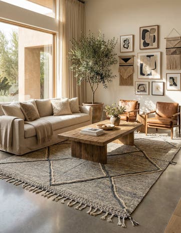 6' 7 x 10' 2 Hand Knotted Moroccan Wool Rug