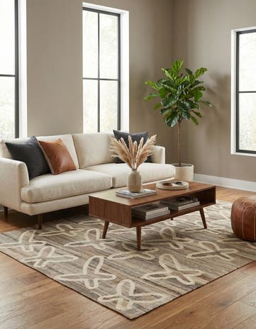 5' 3 x 6' 4 Hand Woven Kilim Modern Wool Rug