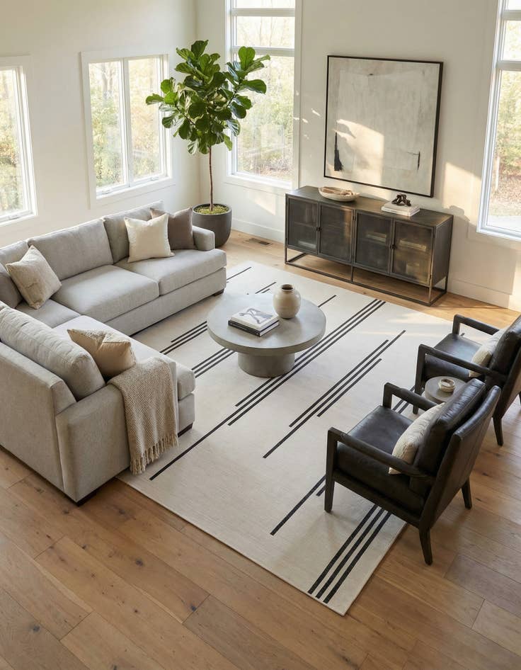 Detail image of  12' x 12'  Washable Modern Indoor / Outdoor Square Rug