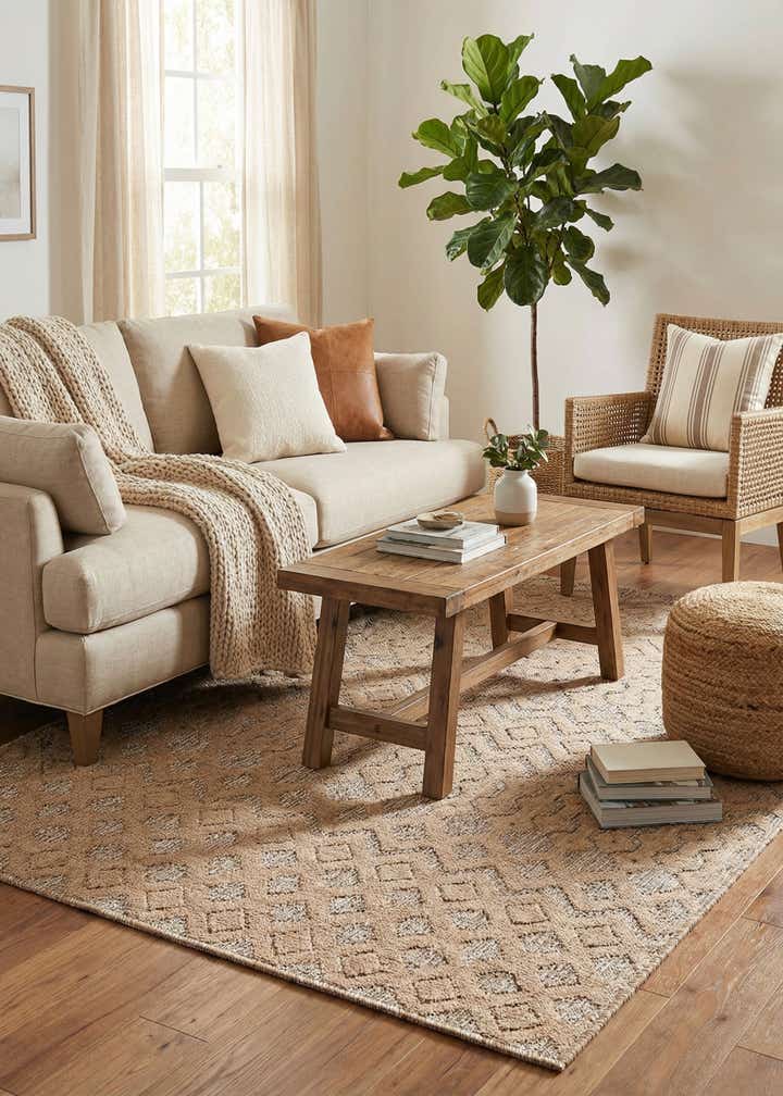 4' x 6' Easy-Clean Trellis Textured Indoor / Outdoor Rug