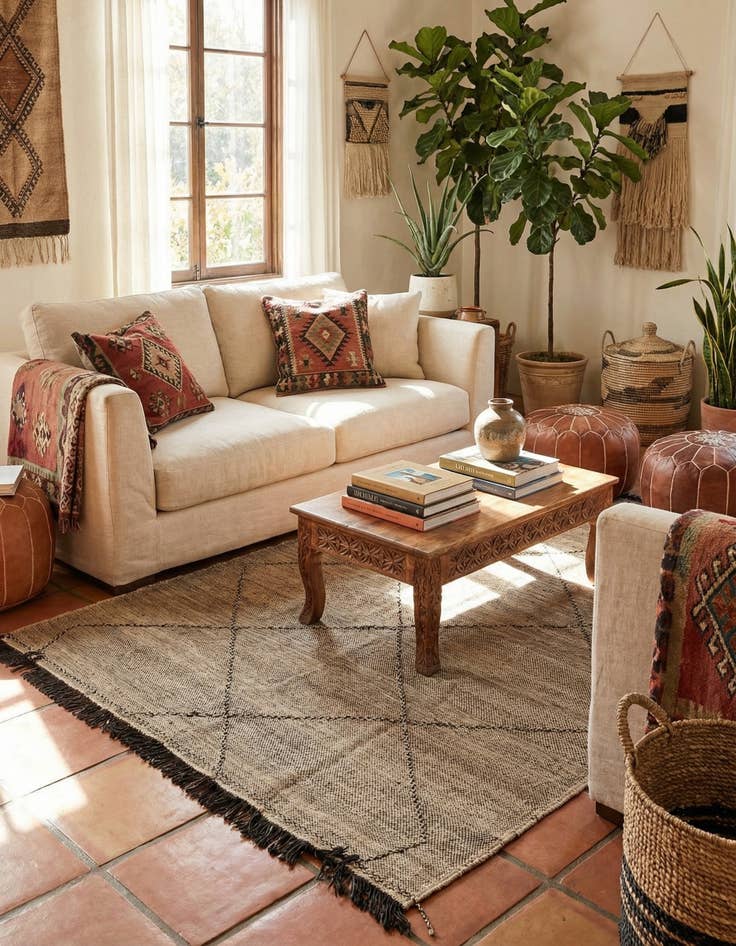 Detail image of 6' 10 x 9' 3  Hand Knotted Moroccan Wool Rug