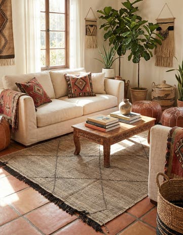 6' 10 x 9' 3 Hand Knotted Moroccan Wool Rug