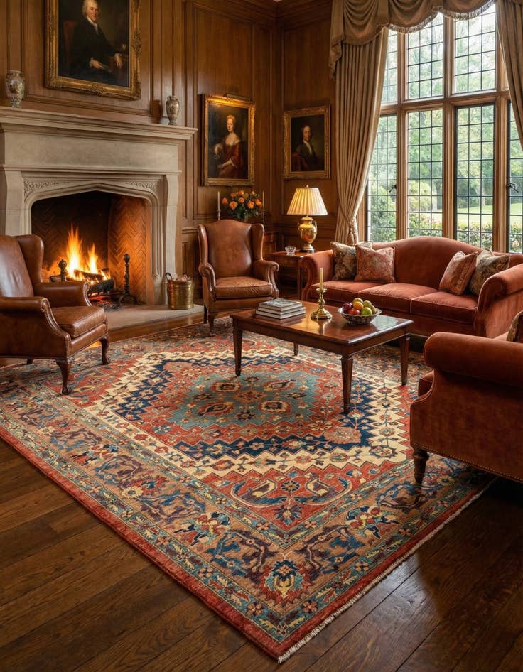 Detail image of 8' 6 x 10' 10 Serapi Wool Rug