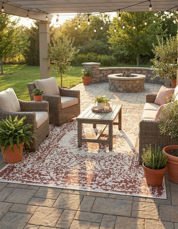 7' 10 x 10' Easy-Clean Traditional Indoor / Outdoor Rug