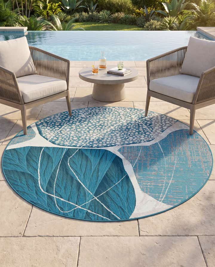 6' 1 x 6' 1 Easy-Clean Modern Indoor / Outdoor Round Rug