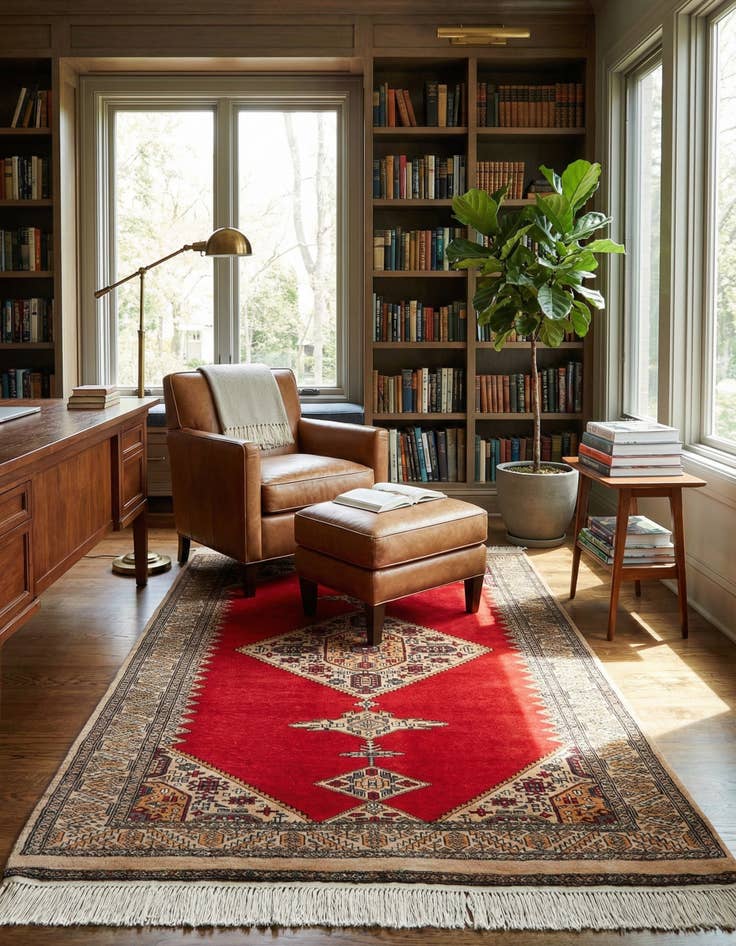 Detail image of 4' 3 x 6' 1  Hand Knotted Bokhara Wool Rug