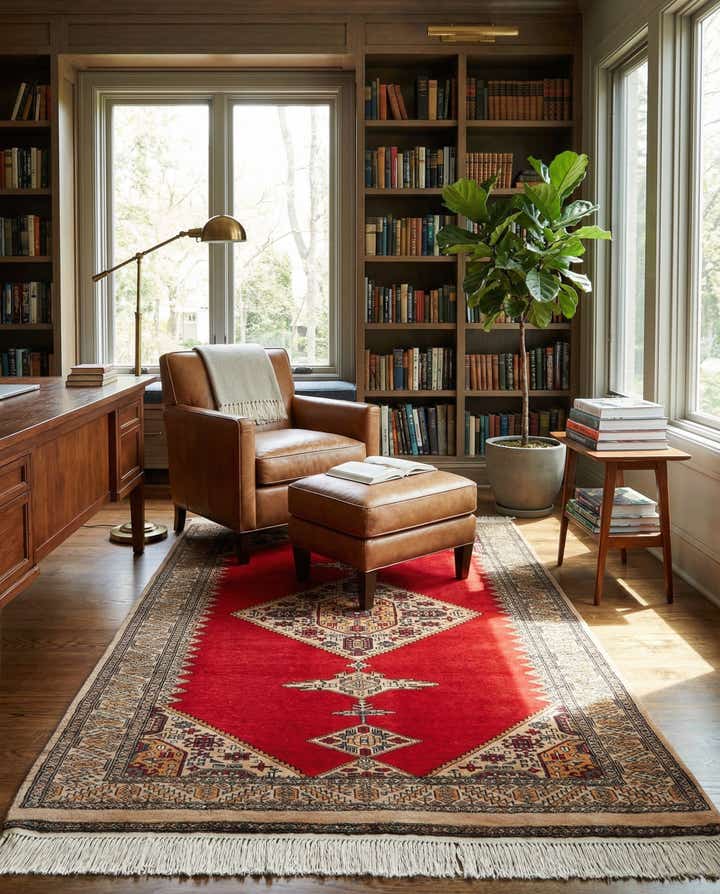 4' 3 x 6' 1 Hand Knotted Bokhara Wool Rug