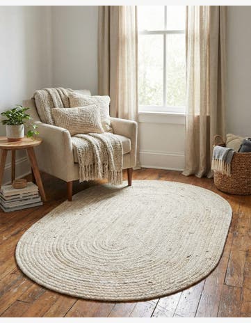 3' 3 x 5' 1 Handmade Braided Jute Oval Rug