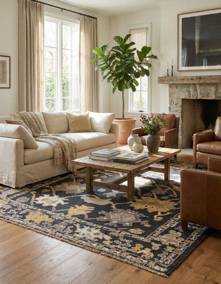 Detail image of 8' 1 x 9'  Hand Knotted Oushak Wool Rug