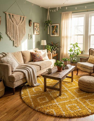 6' x 6' Lattice Shag Round Rug