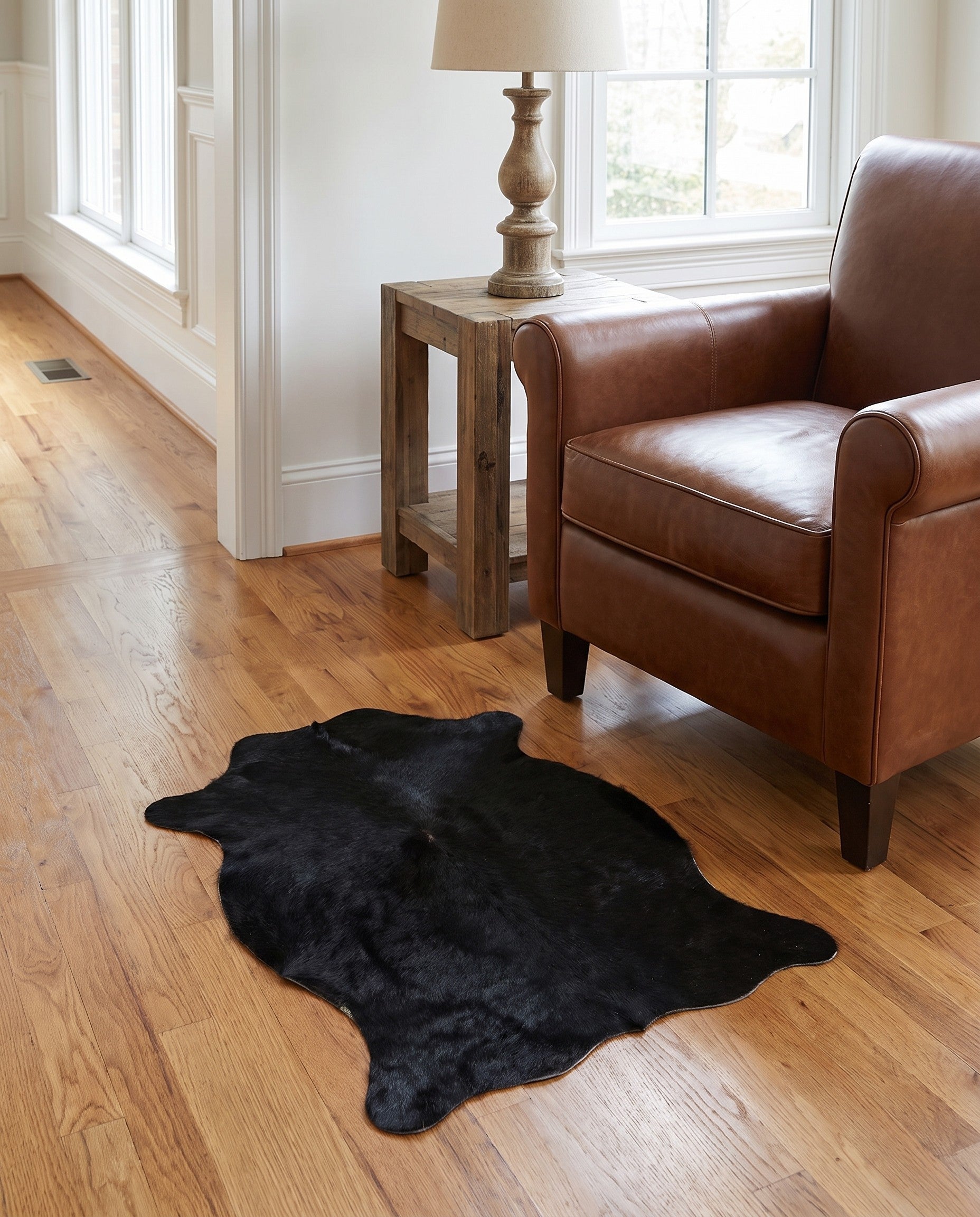 1' 8 x 2' 7 Cowhide Leather Rug