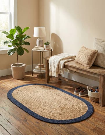 Natural Handmade Braided Jute Oval Rug