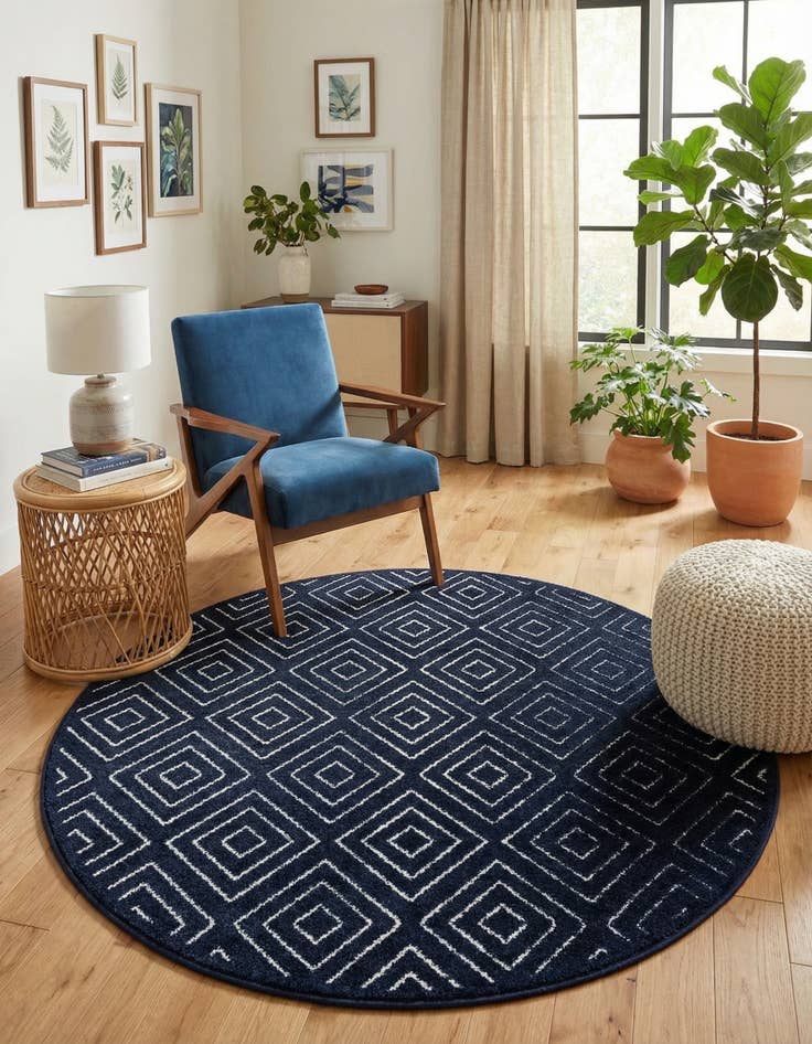 Detail image of 5' x 5' Easy-Clean Sabrina Soto Indoor / Outdoor Round Rug