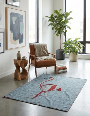 3' 5 x 4' 3 Hand Woven Kilim Modern Wool Rug