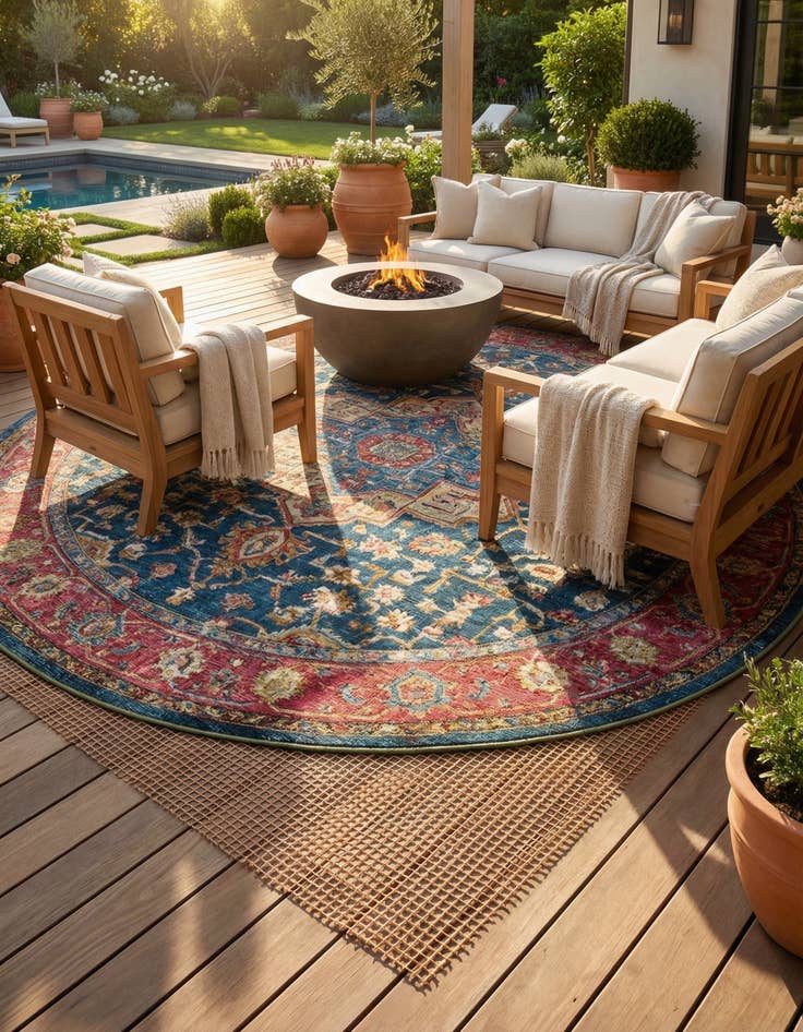 Detail image of 9' 10 x 9' 10 Round Outdoor Rug Pad