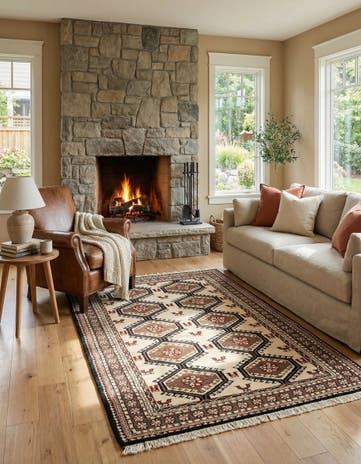 4' 4 x 6' 8 Hand Knotted Gabbeh Wool Rug