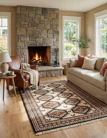 4' 4 x 6' 8 Hand Knotted Gabbeh Wool Rug