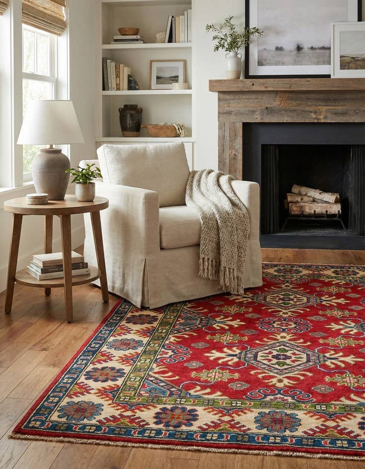 Detail image of 4' x 5' 10 Hand Knotted Kazak Rug