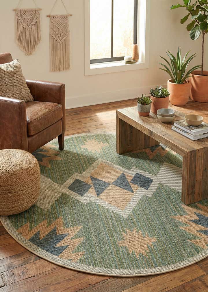 6' x 6' Easy-Clean Baja Indoor / Outdoor Round Rug