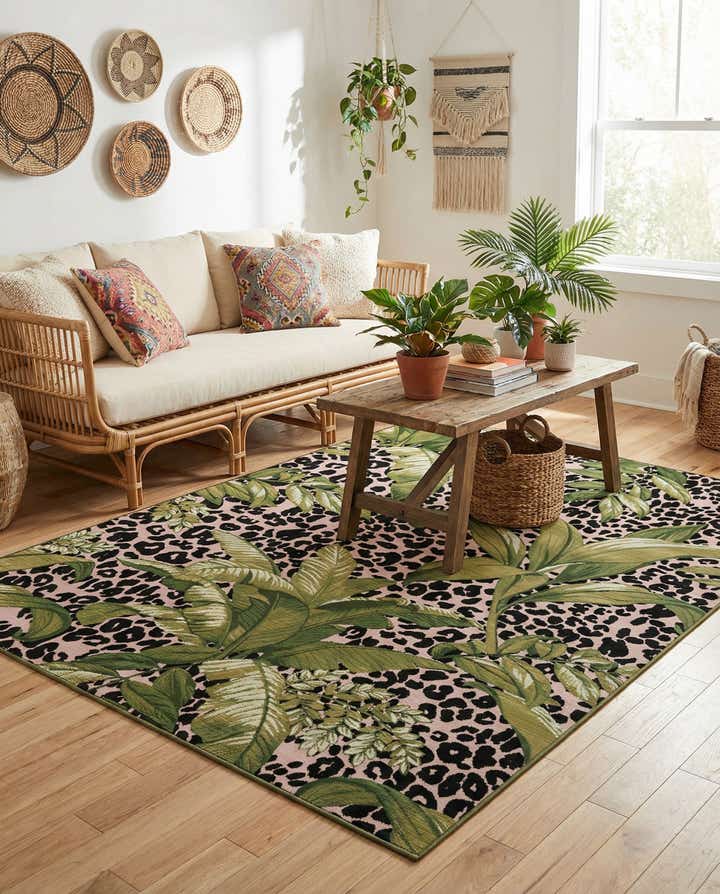 6' x 9' Easy-Clean Botanical Indoor / Outdoor Rug