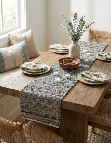 1' 2 x 8' Hand Woven Chindi Jute Table Runner Rug