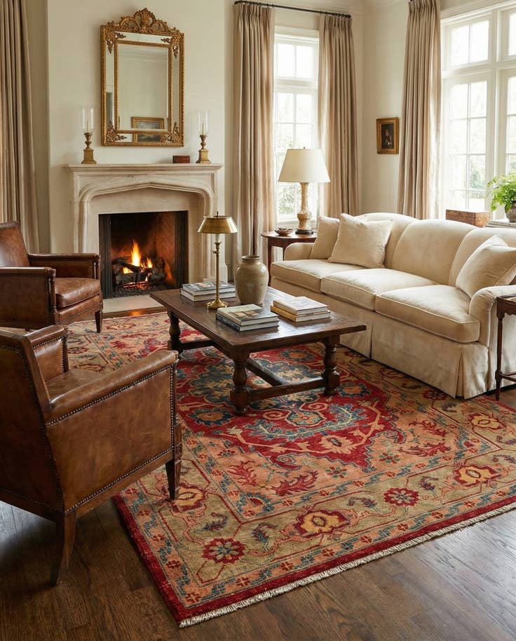 Detail image of 5' 6 x 8' 5 Hand Knotted Ziegler Wool Rug