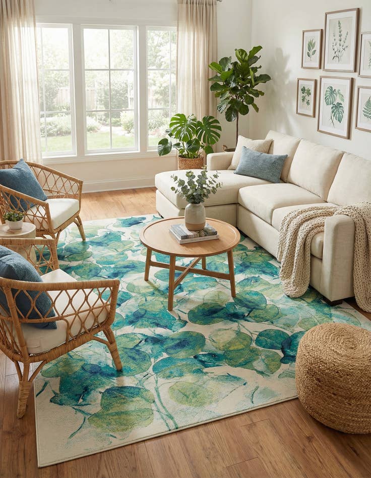 Detail image of 10' x 14' 2  Washable Botanical Indoor / Outdoor Rug