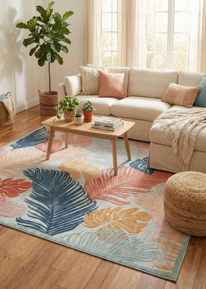 8' 2 x 10' Easy-Clean Botanical Indoor / Outdoor Rug