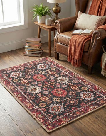 Black Washable Timeless Rug