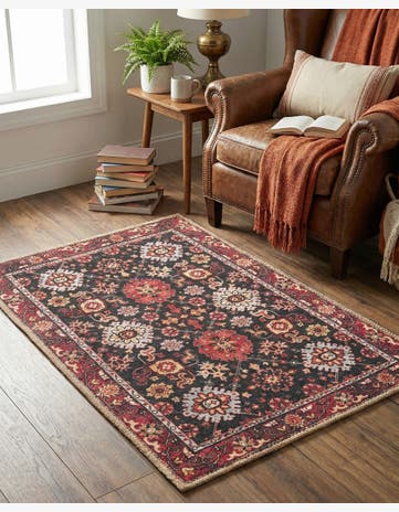Black Washable Timeless Rug