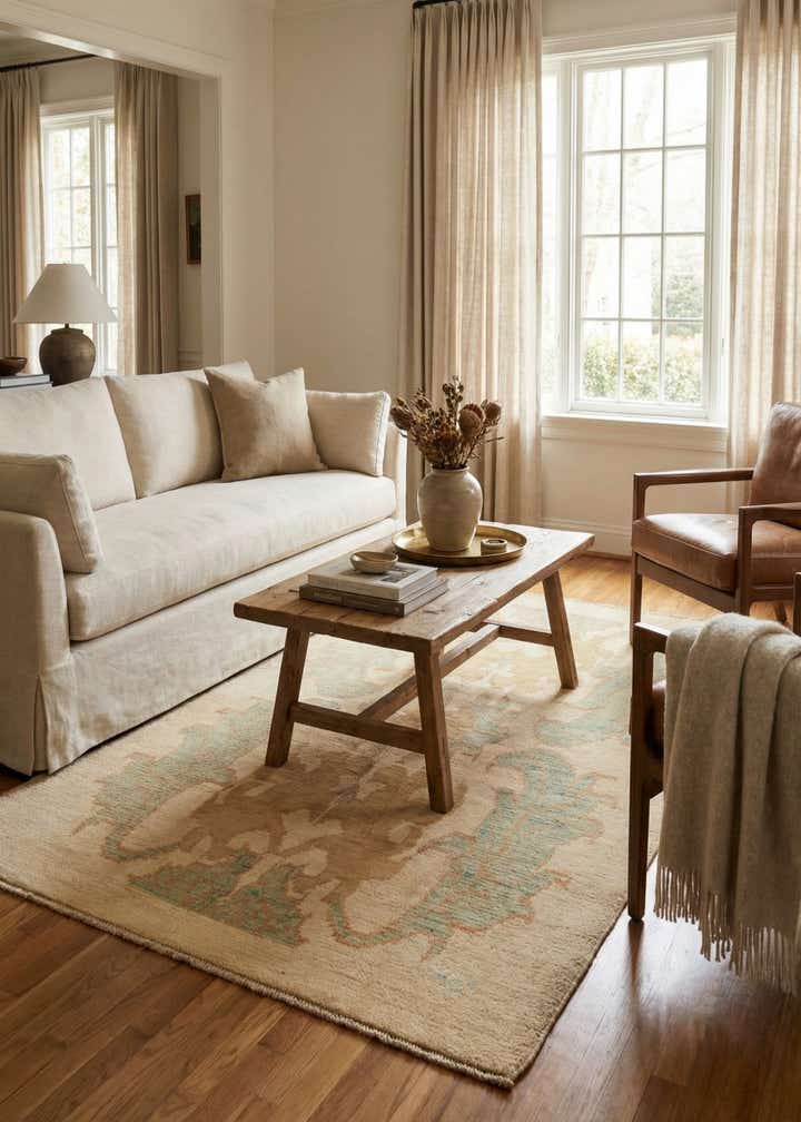 4' 4 x 6' 5 Hand Knotted Oushak Wool Rug