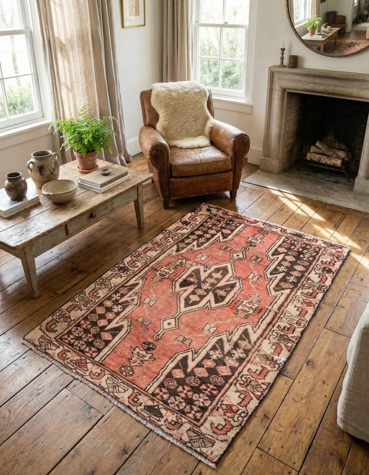 Detail image of  2' 7 x 4' 2  Hand Knotted Ultra Vintage Persian Wool Rug