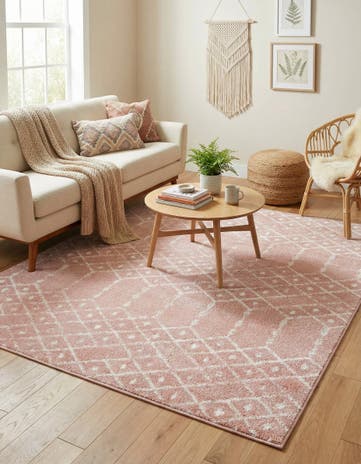 Rose Pink Paxon Trellis Square Rug