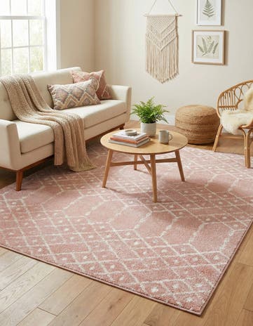 Rose Pink Paxon Trellis Square Rug