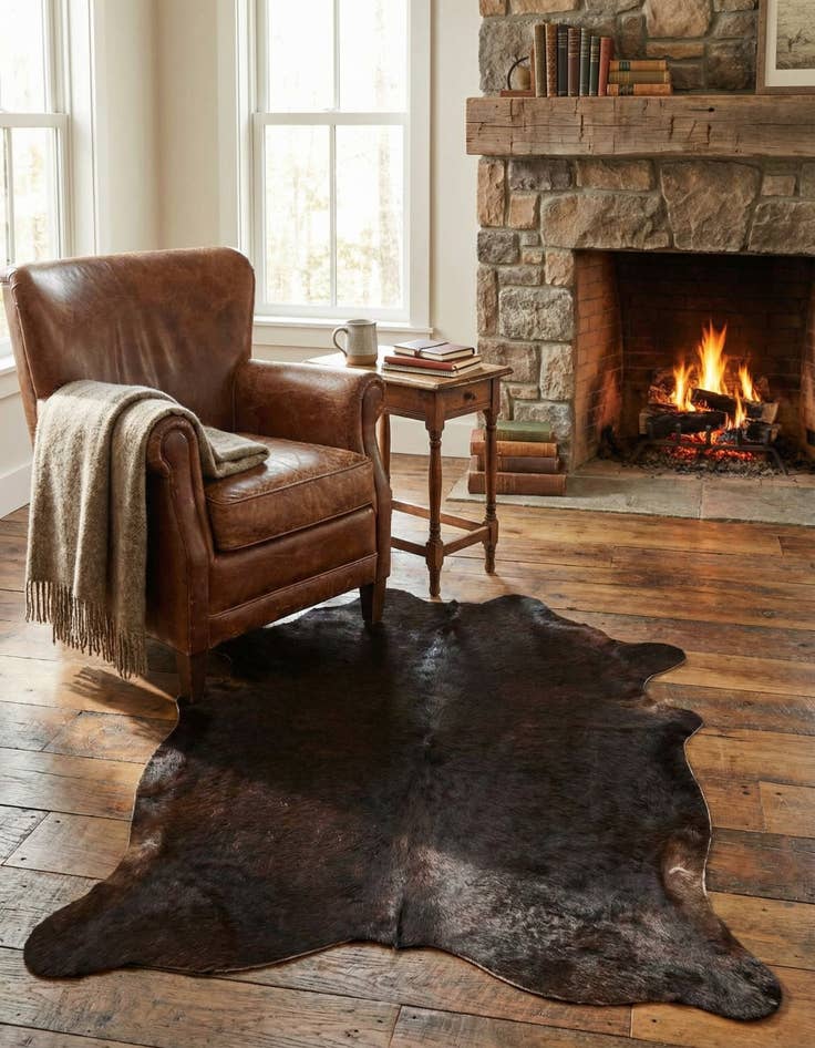 Detail image of 1' 8 x 2' 6 Cowhide Leather Rug