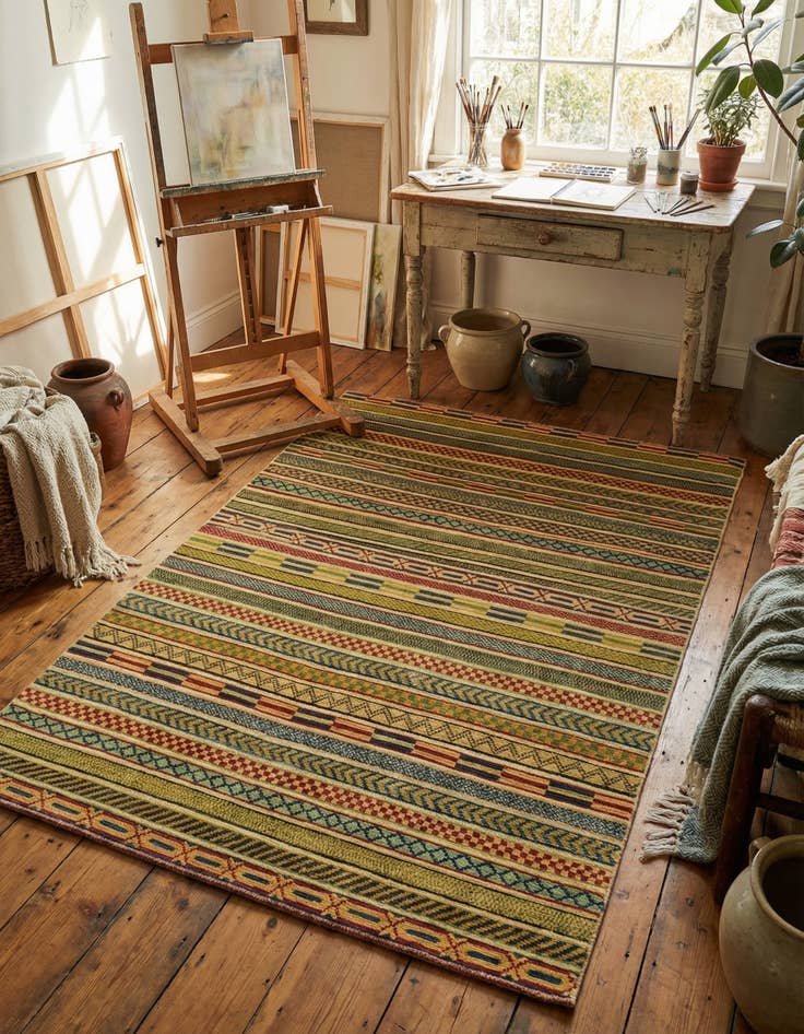 Detail image of 4' x 6'  Hand Knotted Modern Ziegler Rug