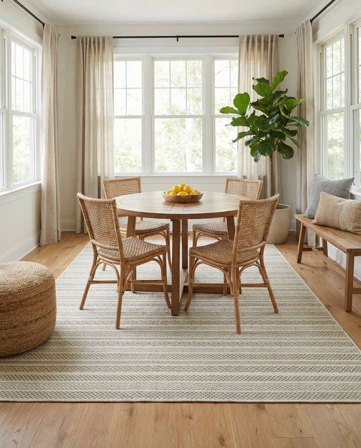 7' x 10' Easy-Clean Striped Indoor / Outdoor Rug