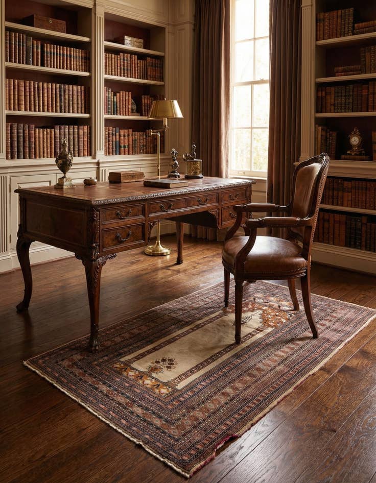 Detail image of 4' 3 x 6' 4  Hand Knotted Lahour Oriental Rug