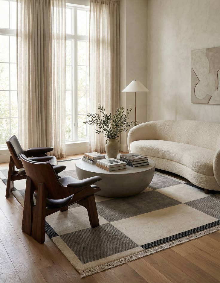 Detail image of  5' 7 x 8'  Hand Knotted Darya Wool Rug