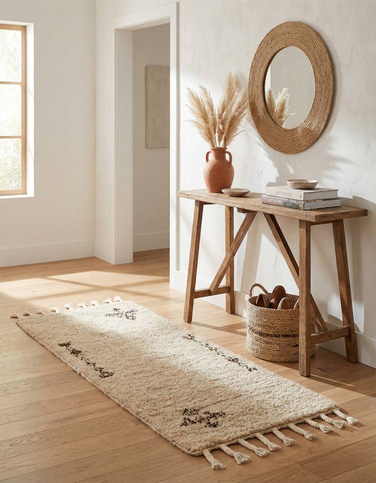 Detail image of  2' 3 x 4' 6  Hand Knotted Moroccan Wool Runner Rug