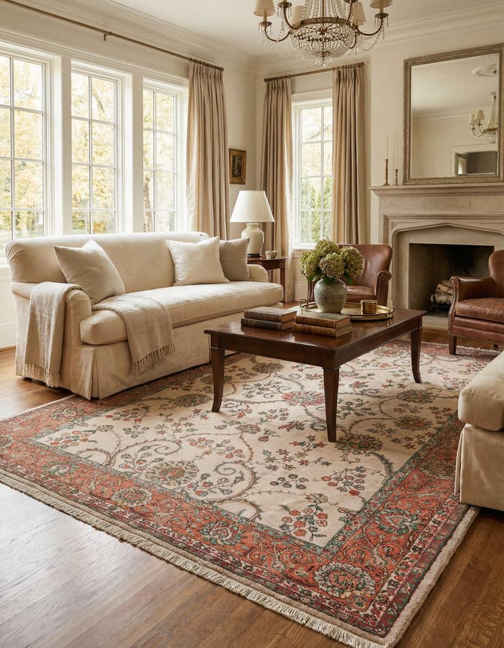 Detail image of  7' x 9' 8  Hand Knotted Tabriz Wool Rug